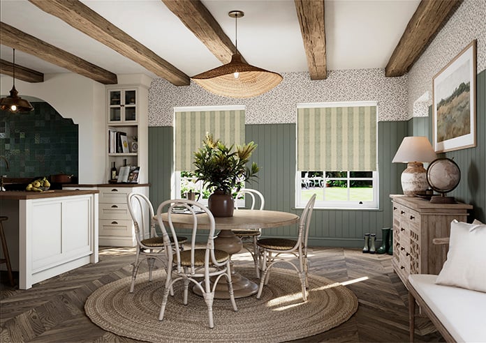 Land & Shore Fintra Stripe (Blackout), Green - Twist&Fit Roller Blind - Image 7
